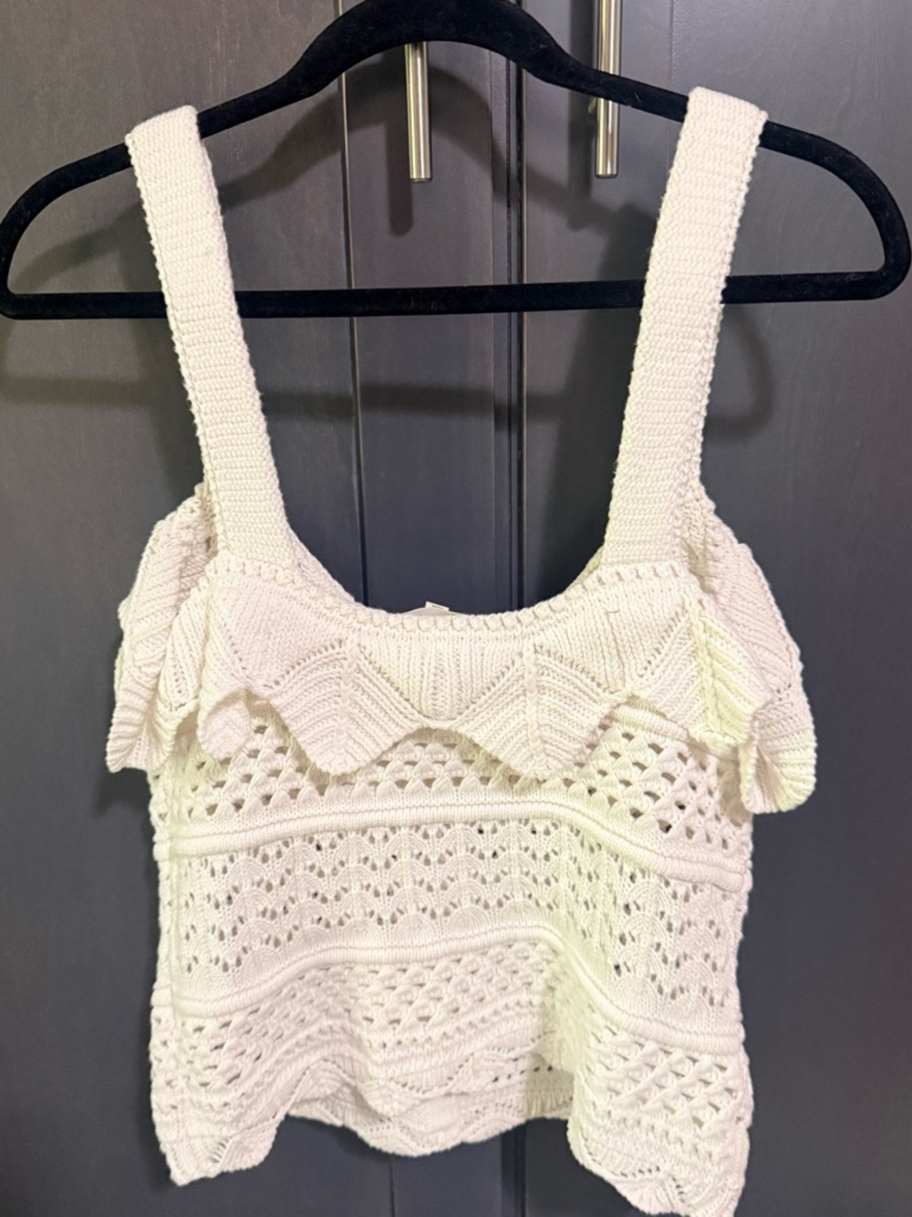 Cream Knit Button-Front Top with Ruffle - Picture 5 of 5